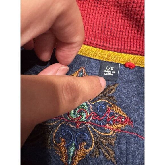 Robert Graham Men’s 1/4 Zip Up Red Long Sleeve Shirt Large EUC - Picture 4 of 5